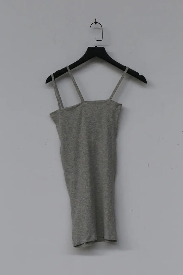 BASERANGE Ribbed Cotton Needle Tank Top Camisole TONI and TOTV Collection Made in Portugal BAS-TONI-RB-000-HUI Grey
